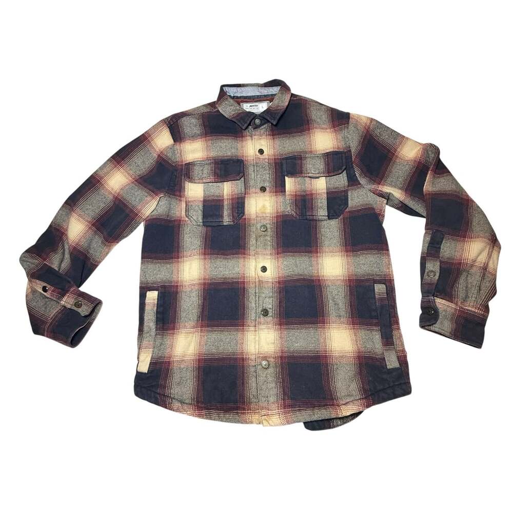 Jetty Sherpa Lined Flannel Shirt Size L Plaid Shacket